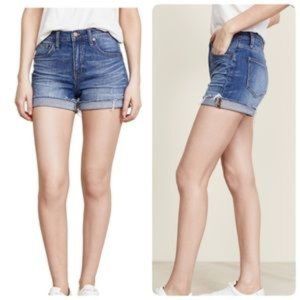 Madewell High Rise Denim Jean Shorts Raw Hem